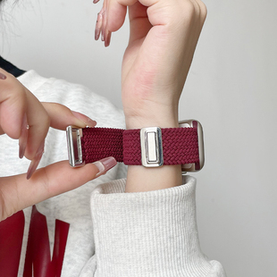 适用苹果iwatch10/9/8/7手表表带s10尼龙编织十女生s8s7s6手表带iwatchse女款iphonewatch腕带applewatchs9男
