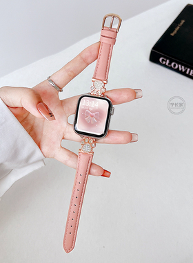 适用iwatchs10手表带新款女式s9腕带s8秋冬款s7苹果s6手表真皮applewatch10/9/8高级感表链iwatchse2女款小众