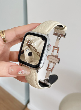 适用苹果手表iwatch8/9/10表带watchs10手表带applewatch6真皮质高级感iwatchse2小众s10s9s8替换带十男女生