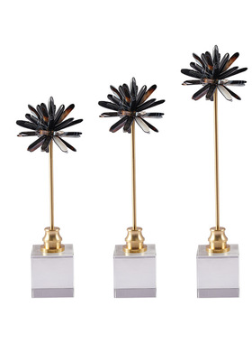 现代简约b黑色玛瑙条电视柜摆件样板间客厅玄关酒柜桌面水晶装饰