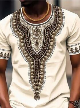 Men'S T-Shirt Summer Short Sleeve ops Totem Printed Tee Loos