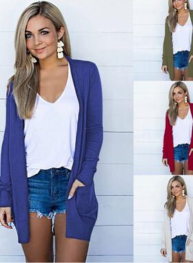 Spring and Autumn Women's Clothing Long Knitted Cardigan