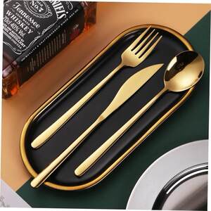 Knife, fork and spoon set of three steak plates cutlery