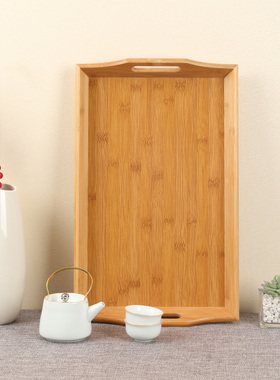 托盘竹木质斜边茶盘楠竹长方形水杯盘家用收纳酒店餐厅餐盘烧烤盘