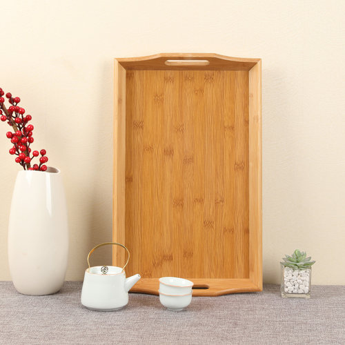 竹木制斜边托盘茶盘长方形水杯盘