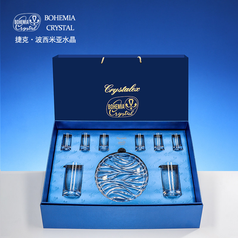 捷克进口高档水晶白酒杯礼盒套装家用乔迁送礼精致分酒器酒具套装
