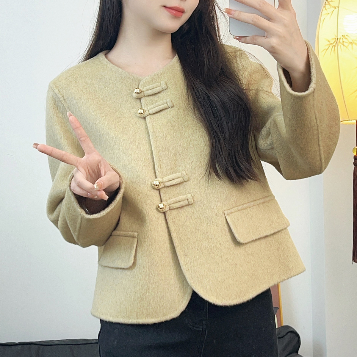 小个子气质双面羊毛大衣女