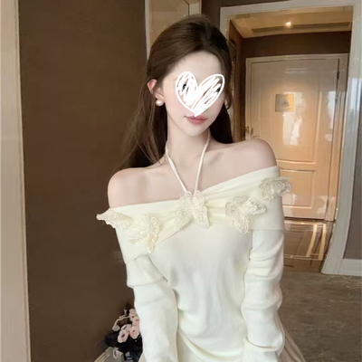 一字肩针织衫女秋季新款