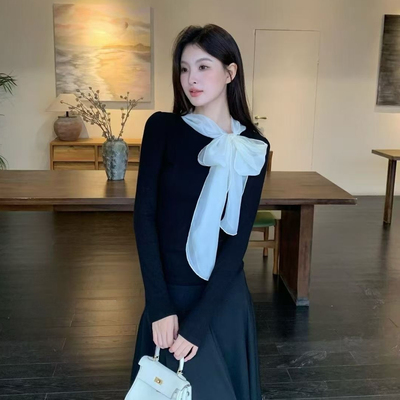 法式气质蝴蝶结针织衫