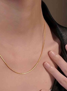 新款蛇骨链越南沙金项链简约气质小众锁骨链高级感金百搭项链礼物