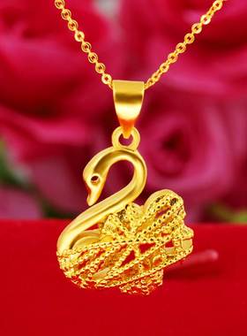 女款精工日韩小天鹅项链 越南沙金仿金质感锁骨项链厂家货源