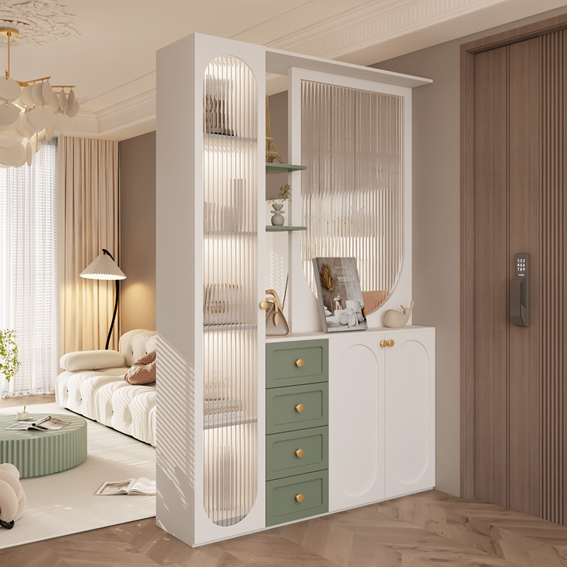 奶油风入户家用门口鞋柜玄关柜一体靠墙现代简约实木柜子2024新款