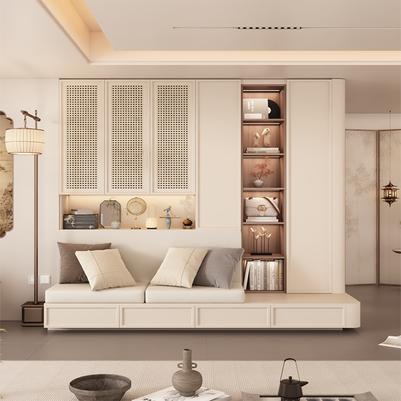 小红书同款宋氏美学地台沙发书柜