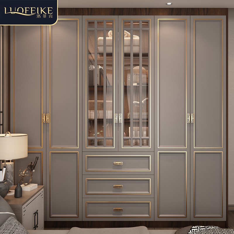 新中式实木大衣柜子家用卧室2024爆款一门到顶四门六门衣帽间定制