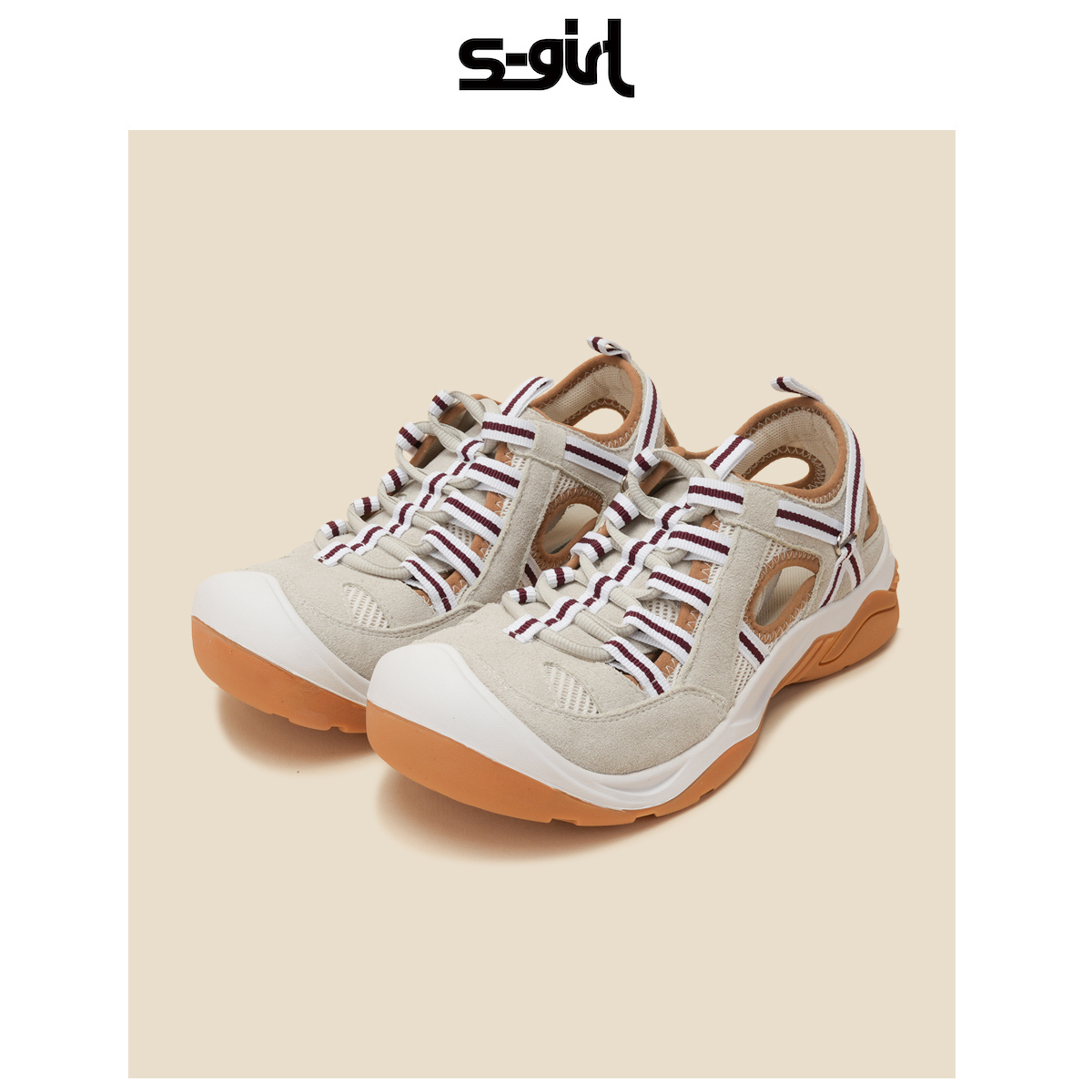 圆头丑萌镂空厚底休闲鞋