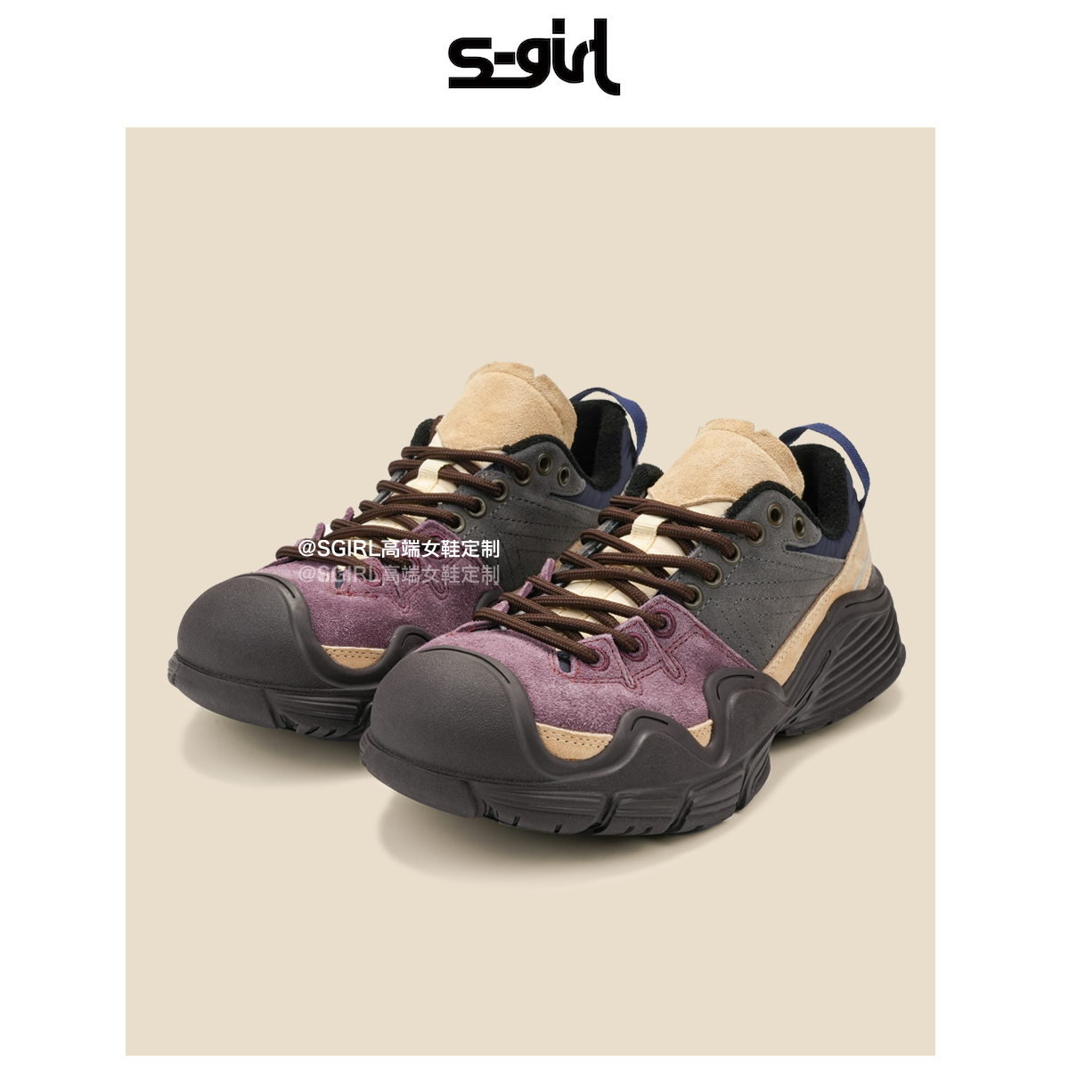 SGIRL TWTW户外休闲女鞋2025新款丑萌百搭登山运动鞋厚底老爹鞋潮