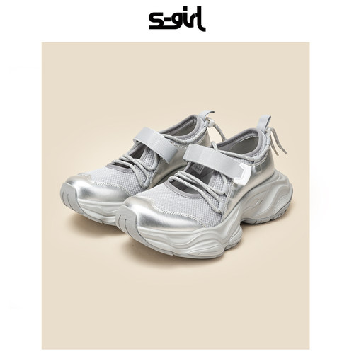 夏薄款玛丽珍魔术贴休闲运动鞋