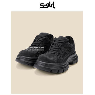 百搭厚底休闲运动鞋 女2025新款 TWTW秋冬加绒增高6CM老爹鞋 SGIRL
