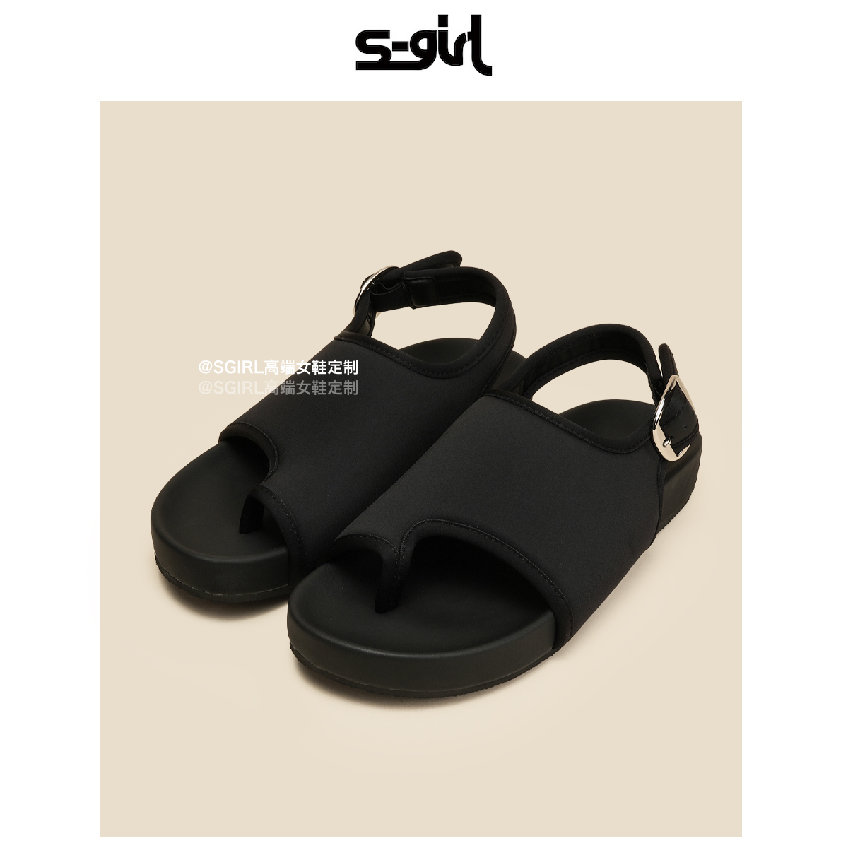 SGIRLTWTW时尚复古厚底罗马凉鞋