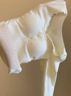 W8667#羊绒桑蚕丝秋冬套装10A抗菌带胸垫长款蕾丝V领加绒秋衣秋裤