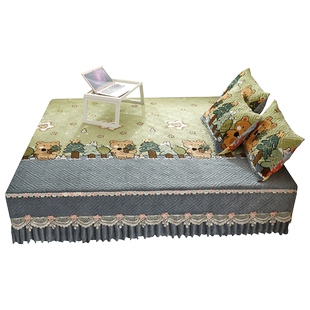 A类母婴榻榻米专用床单牛奶绒床盖一面花边夹棉大炕防滑床罩定制