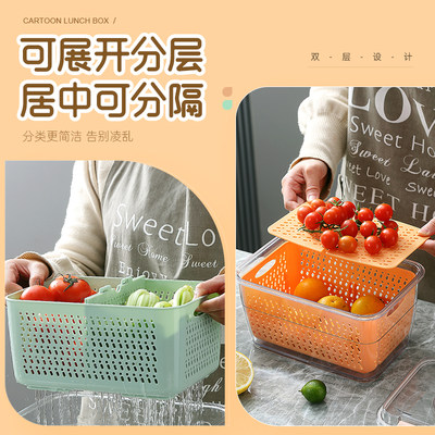 房沥水篮篮保GEH鲜盒手纳提大容量密封盒厨房子装厨水果蔬菜冰箱