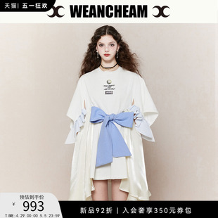 蝴蝶结绑带连衣裙女中长款 WEancheAM 未未姆 24SS春夏新品 T恤裙子