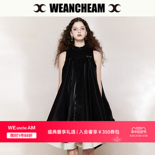 WEancheAM 大蝴蝶结波浪裙女百搭百褶连衣裙 24SS春夏新品 未未姆