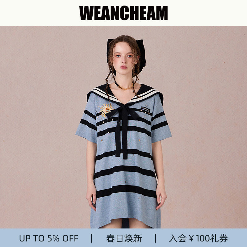 【春日焕新】WEancheAM/未未姆  SS25春夏新品蝴蝶结泡泡袖连衣裙