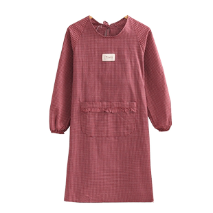 大人时尚布料罩衣女家用做饭围裙长袖男反穿衣工作服干活加厚罩衫