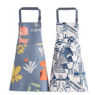 夏季薄款帆布围裙家用厨房做饭防污布料围腰可爱时尚耐脏工作服男