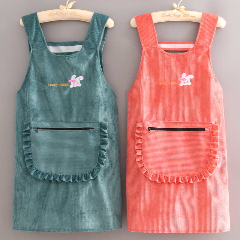 好看的小个子特色厨房衣服围裙时尚女韩版洋气防水防油背带式