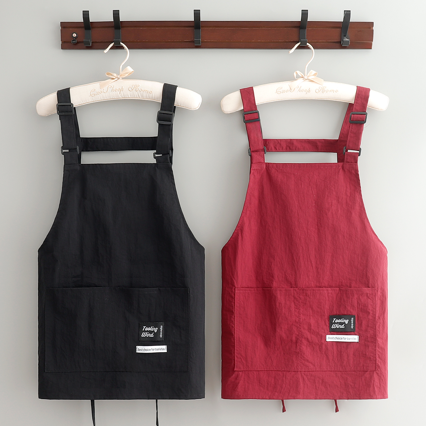 小个子短款时尚围裙防泼水围腰餐饮服务员无袖女工作服logo印字