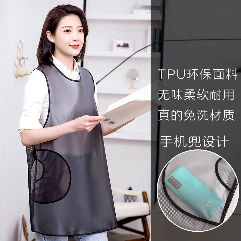 防水透明做饭围裙女水产洗车饭店专用