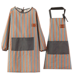 新款透气耐磨长袖帆布做饭围裙罩衣工作上班简约男女加肥围腰定制