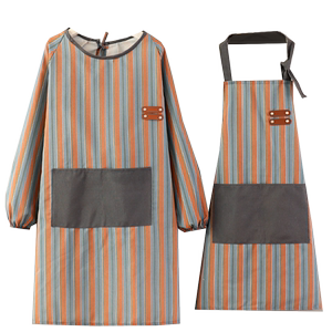 新款透气耐磨长袖帆布做饭围裙罩衣工作上班简约男女加肥围腰定制