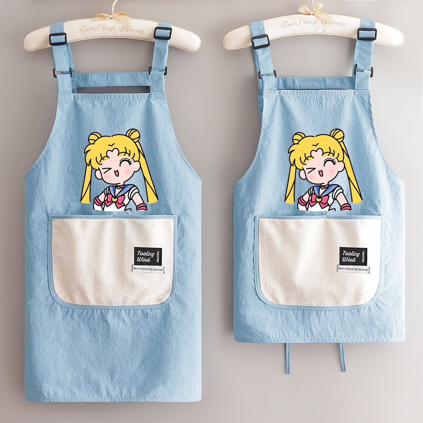 可爱少女厨房家用凉感围裙速干工装做饭防泼水餐饮工作服上班画画,家庭/个人清洁工具,围裙,淘宝优惠券,粉丝福利购,淘宝优惠卷