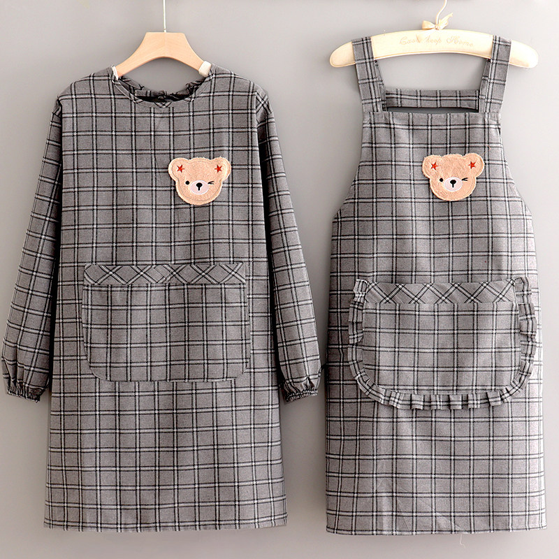 长袖厨房做饭围裙家用女罩衣日系可爱洋气新款布料透气耐磨工作服,家庭/个人清洁工具,围裙,淘宝优惠券,粉丝福利购,淘宝优惠卷