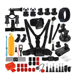 适用GoPro/大疆/Insta360配件套装53合1头戴胸带J钩基座吸盘箱子