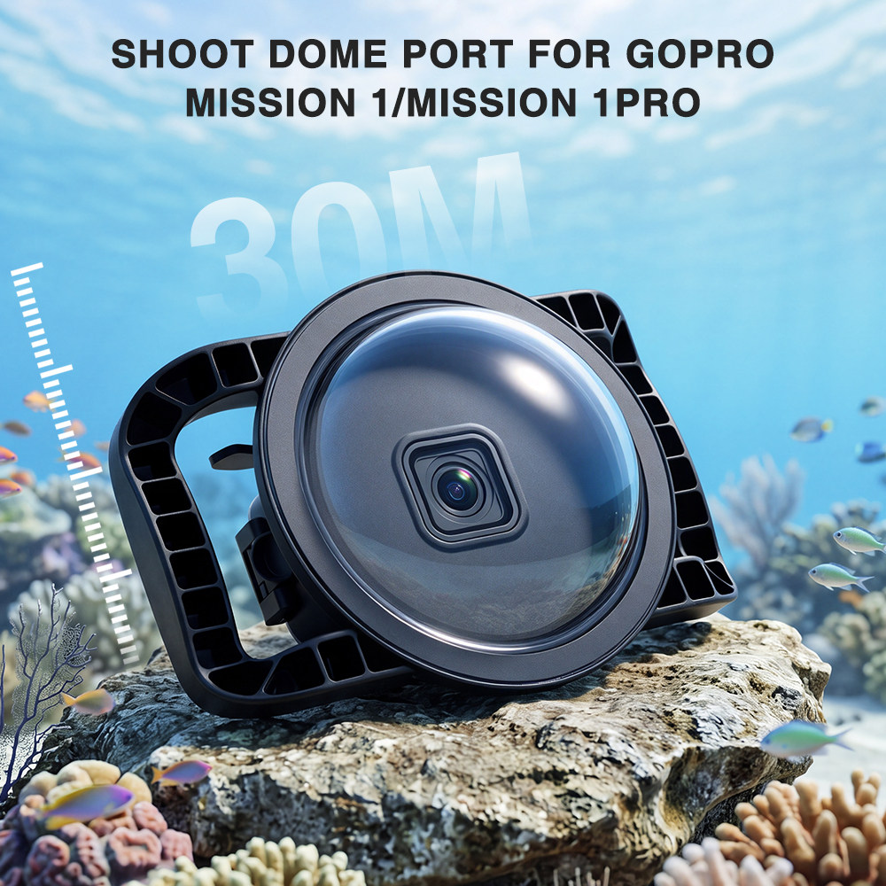 适用Gopro Mission 1/1 Pro相机双手持潜水面罩鱼眼镜头dome port