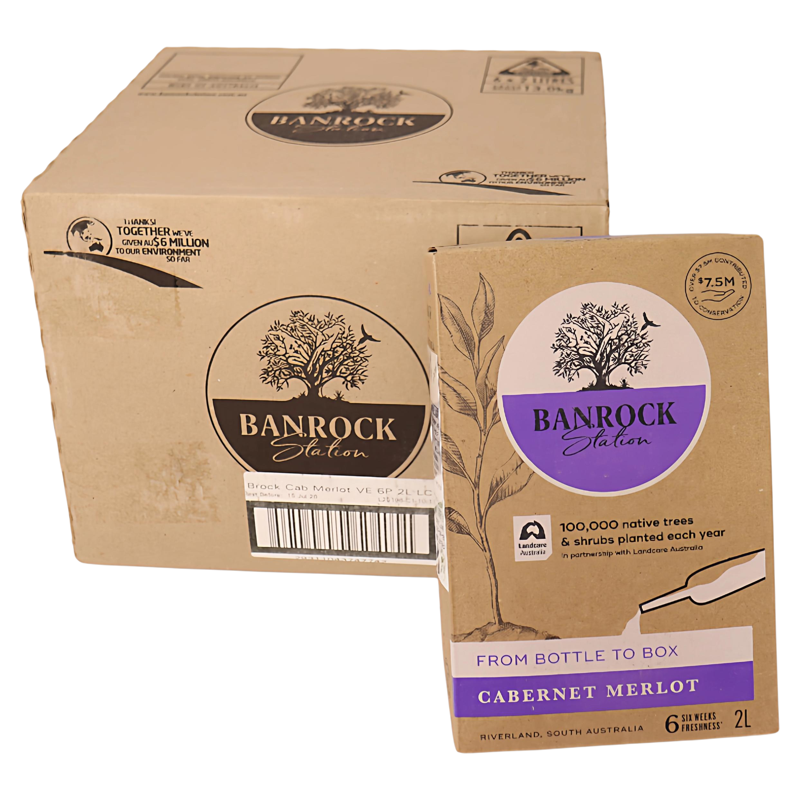 澳洲班洛克红酒赤霞珠梅洛混酿红葡萄酒2L袋装红酒整箱6盒装红酒