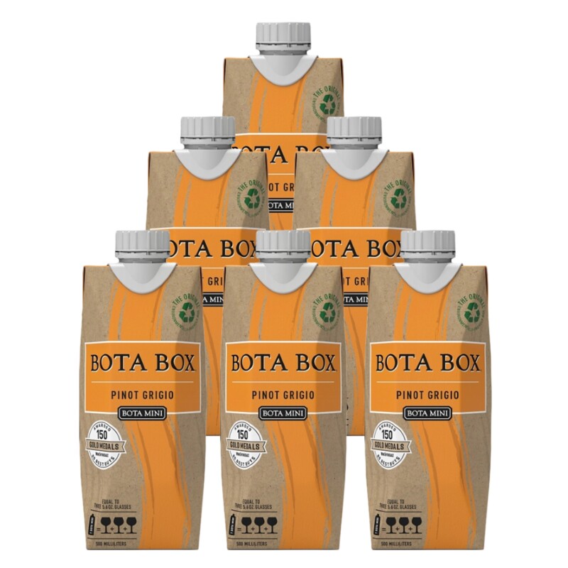美国加州BOTA BOX勃塔宝盒灰皮诺白葡萄酒500ML便携小支酒顺丰