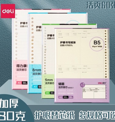 得力A5课堂替芯60页商务笔记本