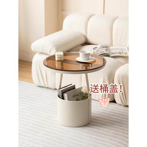 轻奢沙发边几简约现代玻璃角几客厅卧室床头边柜北欧圆桌子小茶几