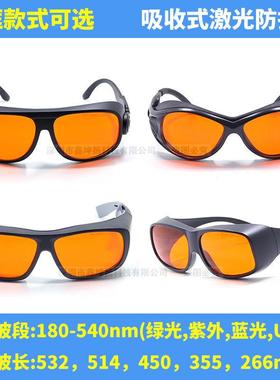 248nm266nm355nm532nm激光防护眼镜可阻挡绿光紫外光蓝光护目镜