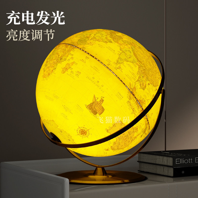 大型超大号发光万向水晶地球仪42/50cm客厅办公室书房台式家居摆