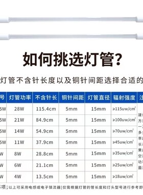 新亚特T5 8W14W21W28W石英紫外线消毒灯杀菌灯管超净台传递窗灯管