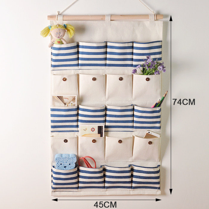 精选棉麻壁挂墙收纳袋门后储物袋壁挂收纳袋兜卡片整理袋手机杂物