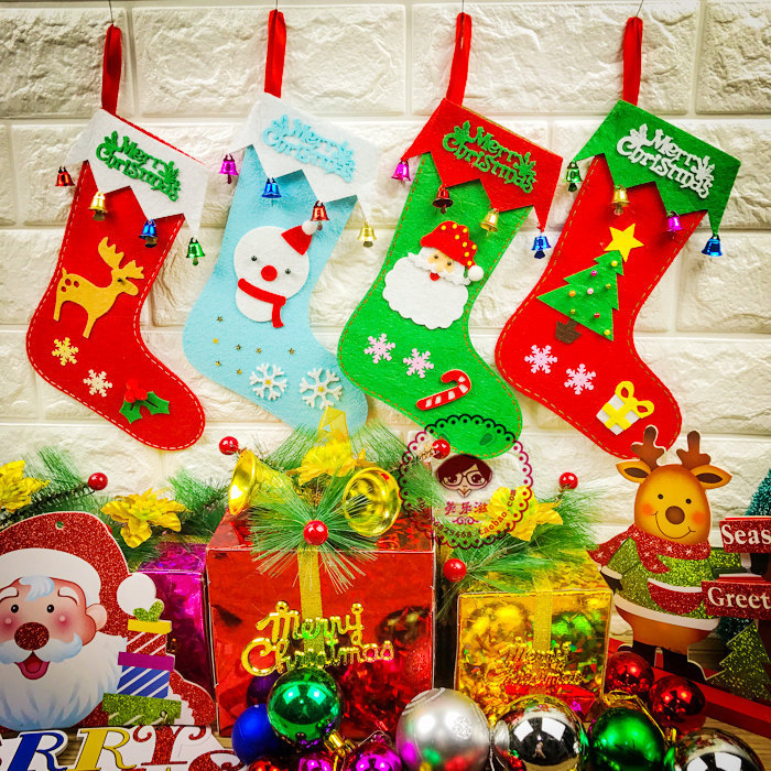 免裁剪不织布手工布艺DIY材料包圣诞袜子圣诞礼物圣诞节袜子