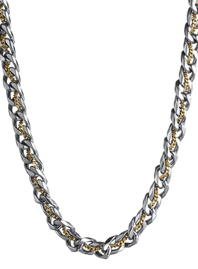 钛钢古巴个性缠绕双层链